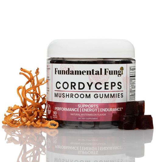Fundamental Fungi cordyceps mushroom gummies made with USDA Organic extract, 90 count bottle