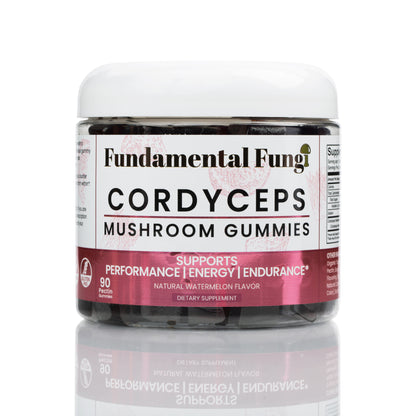 Fundamental Fungi Cordyceps Mushroom Gummies, natural watermelon flavor, 90 count bottle
