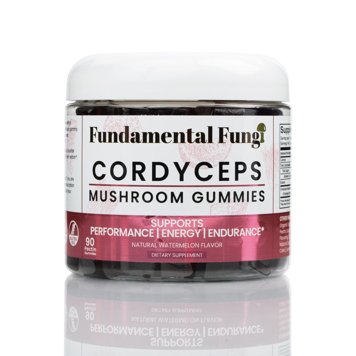 Cordyceps mushroom gummies 90-count bottle, part of the Focus + Energy bundle