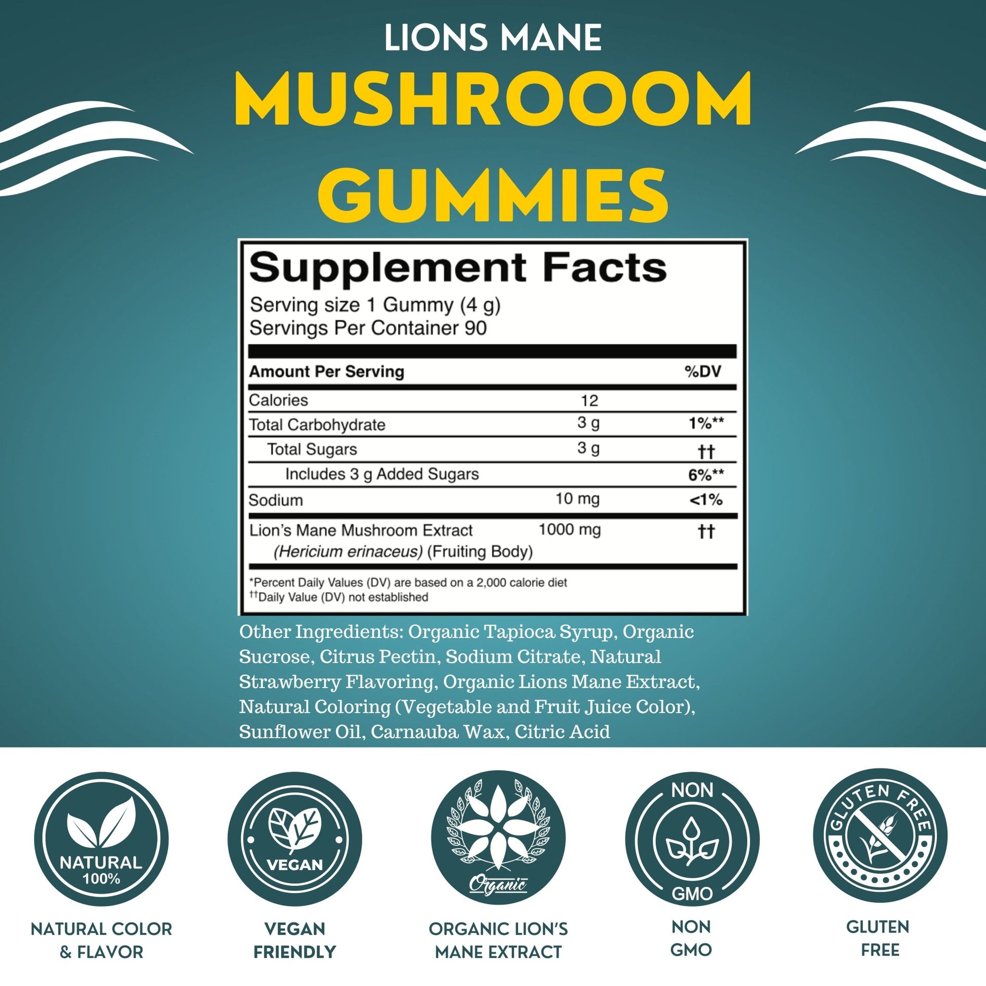 Lion's Mane Focus Mushroom Gummies (90 Count) - Fundamental Fungi